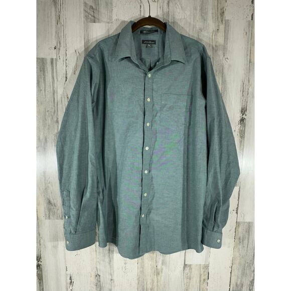 Eddie Bauer Mens Button Up Shirts Lot of 2 Size TL Tall Large Green 100% Cotton - Picture 2 of 12
